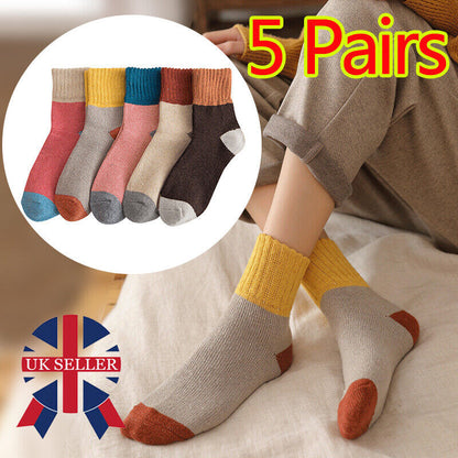 Womens Thick Socks Wool Thermal Warm Knitting Nordic Ladies Socks Winter