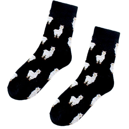 Ladies Cartoon Animal Cotton Mid-calf Length Socks