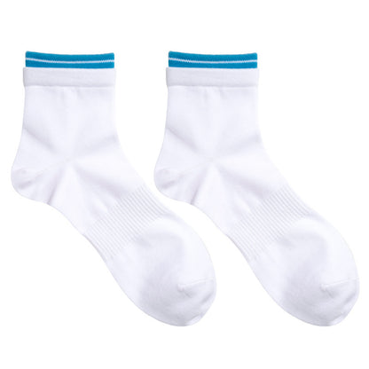 Low Socks Double Blue Striped White Socks Luokou Flat Cotton Socks