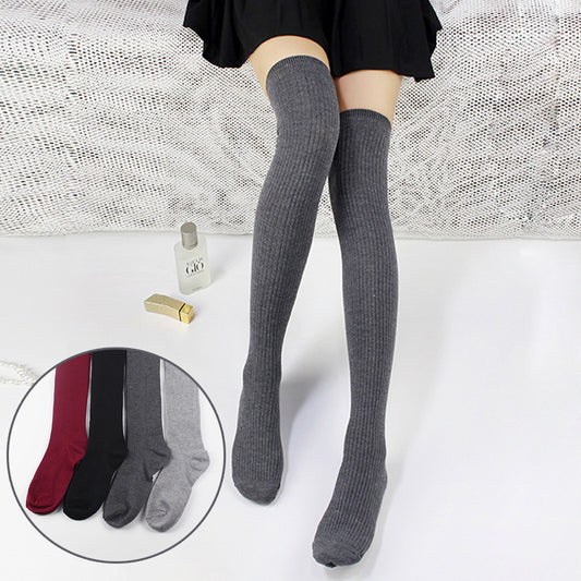 Women's Vertical Stripes Over The Knee Bunching Socks