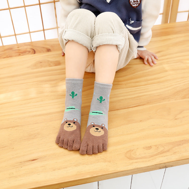 Five Toe Socks Cotton Socks Cute Cartoon