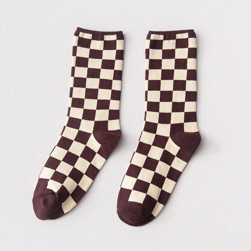 Cotton Breathable Personality Checkerboard Socks