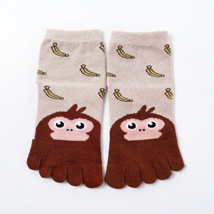 Five Toe Socks Cotton Socks Cute Cartoon