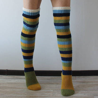 Women's Striped Over-the-knee Knitted Pile Socks